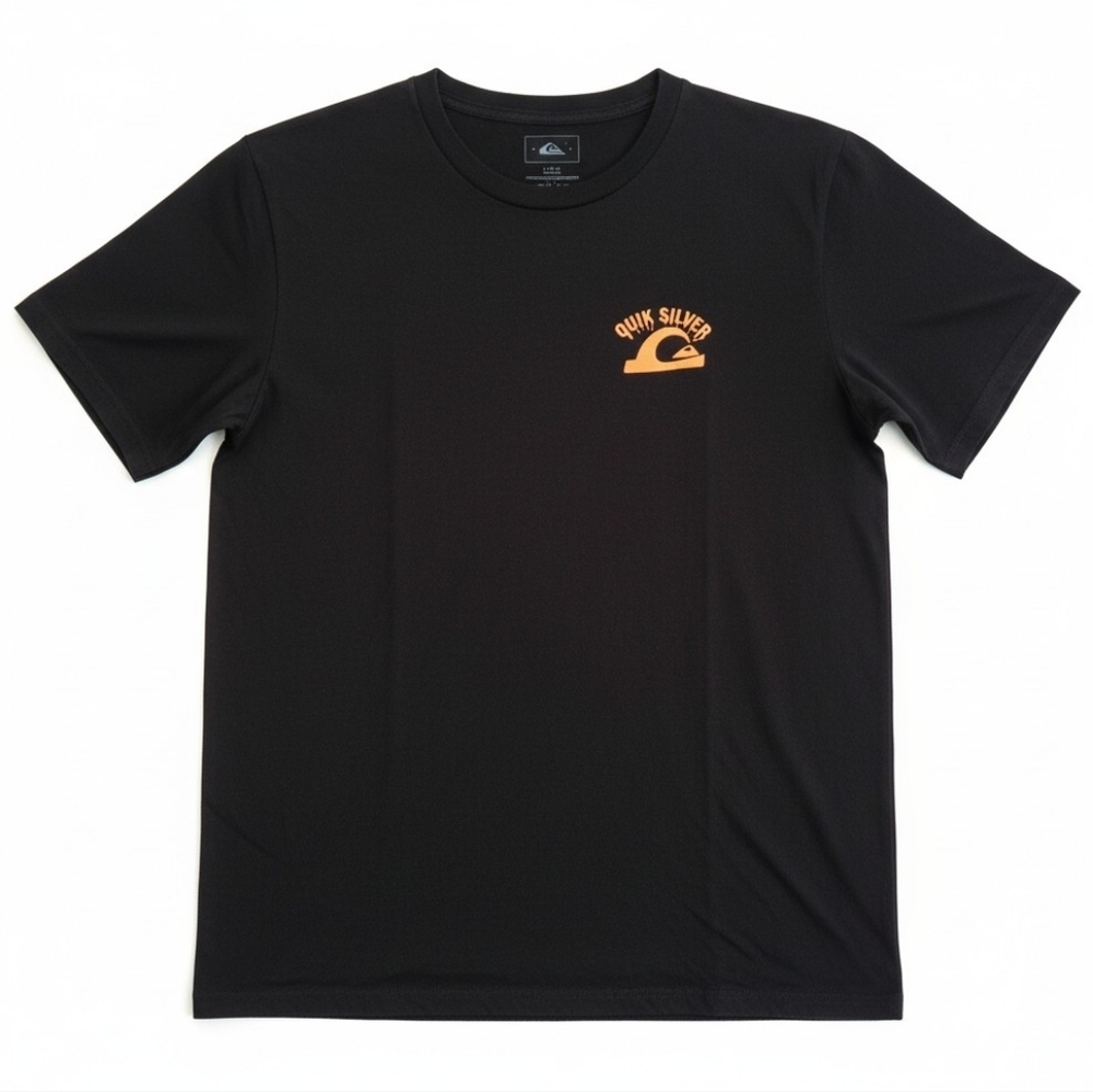 Quiksilver Logo Graphic T-Shirt | Black Surf Skate Tee | Size Large